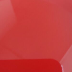 A close up of a red plastic plate.